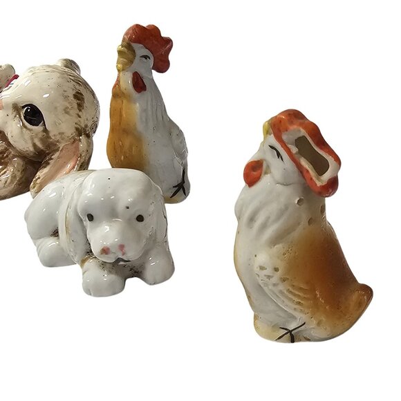 Vtg Ceramic Animals & 1950s Rooster Salt & Pepper Shakers Japan Mixed Animals - Picture 4 of 7